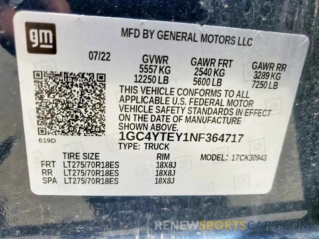 13 Photograph of a damaged car 1GC4YTEY1NF364717 CHEVROLET ALL Models 2022