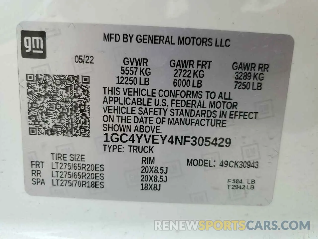 12 Photograph of a damaged car 1GC4YVEY4NF305429 CHEVROLET ALL Models 2022