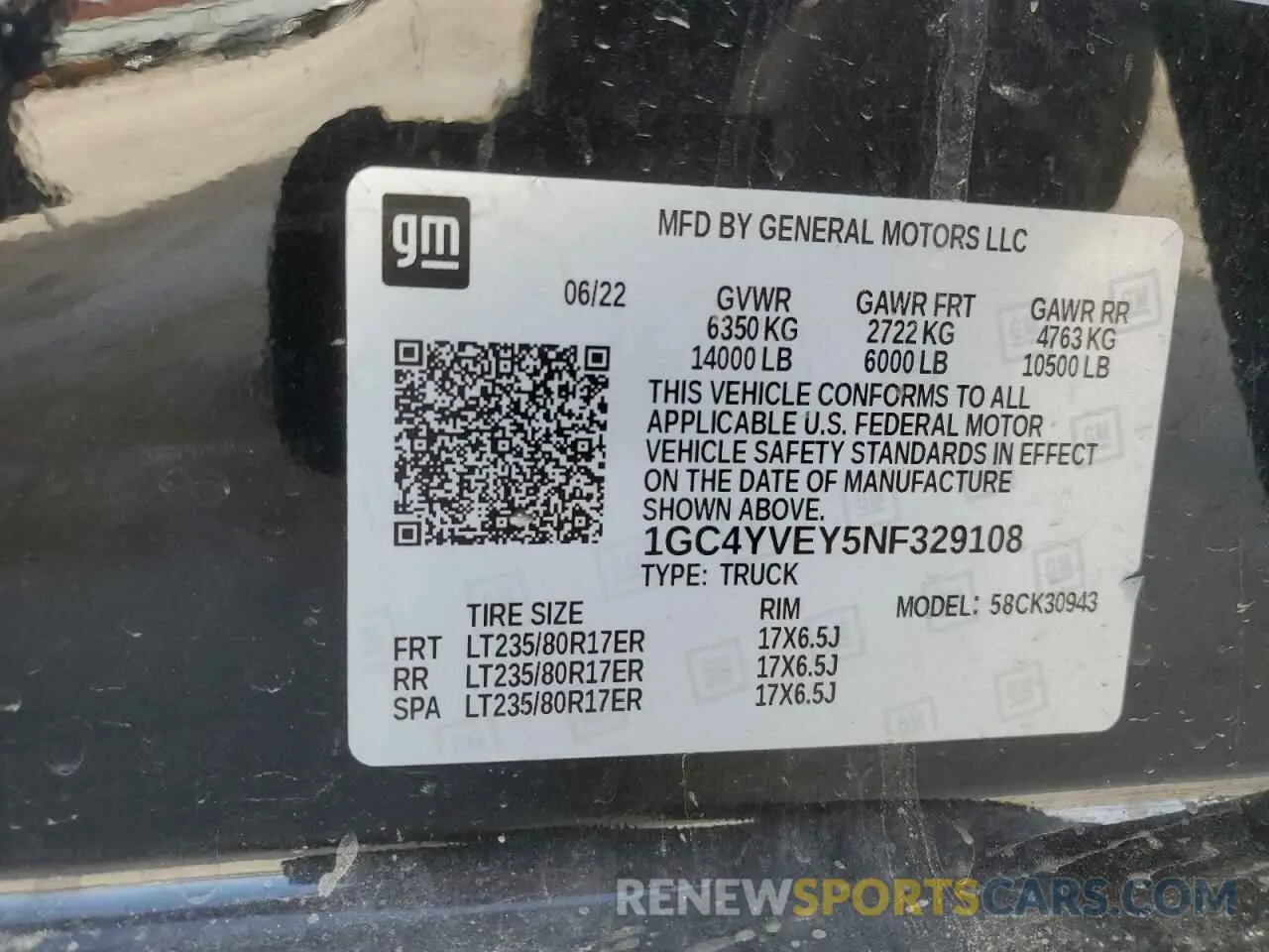 15 Photograph of a damaged car 1GC4YVEY5NF329108 CHEVROLET ALL Models 2022