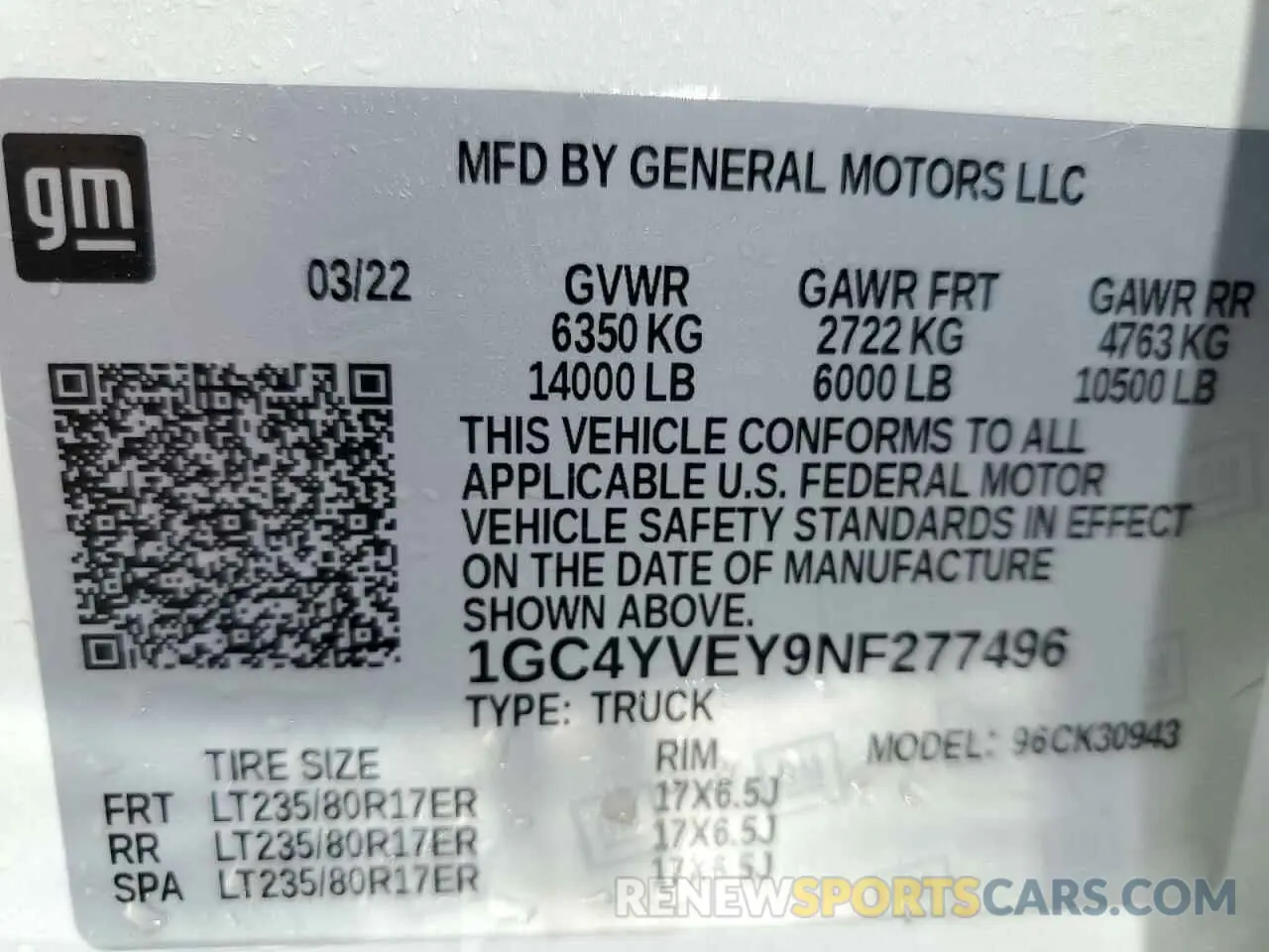 12 Photograph of a damaged car 1GC4YVEY9NF277496 CHEVROLET ALL Models 2022