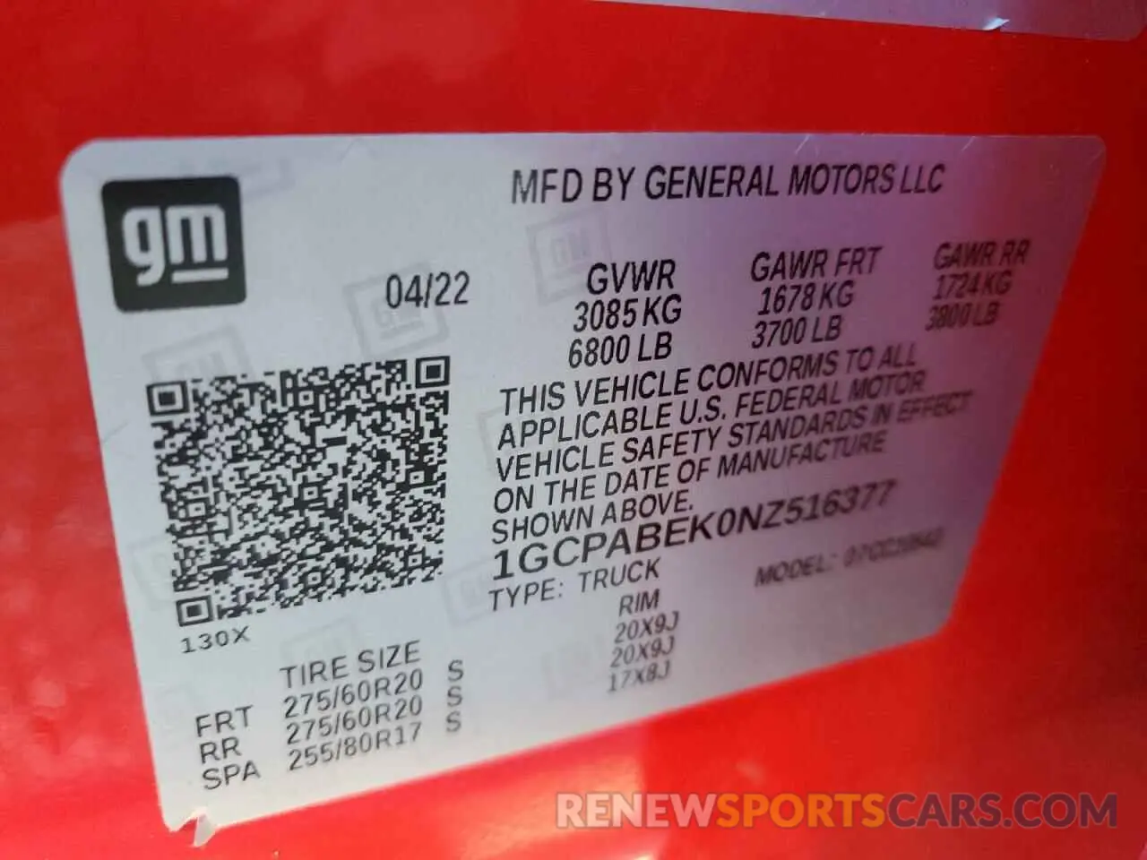 12 Photograph of a damaged car 1GCPABEK0NZ516377 CHEVROLET ALL Models 2022