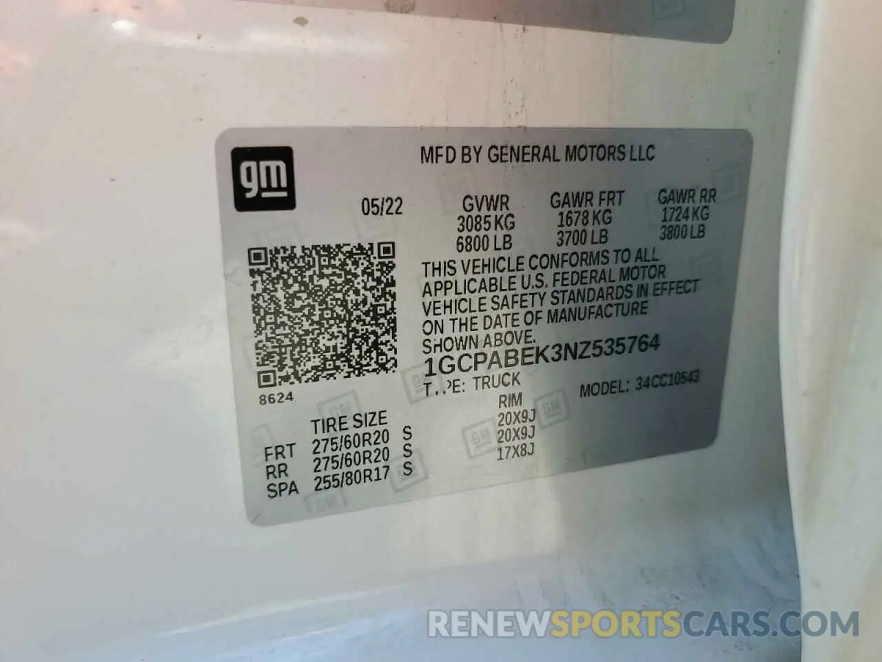 12 Photograph of a damaged car 1GCPABEK3NZ535764 CHEVROLET ALL Models 2022