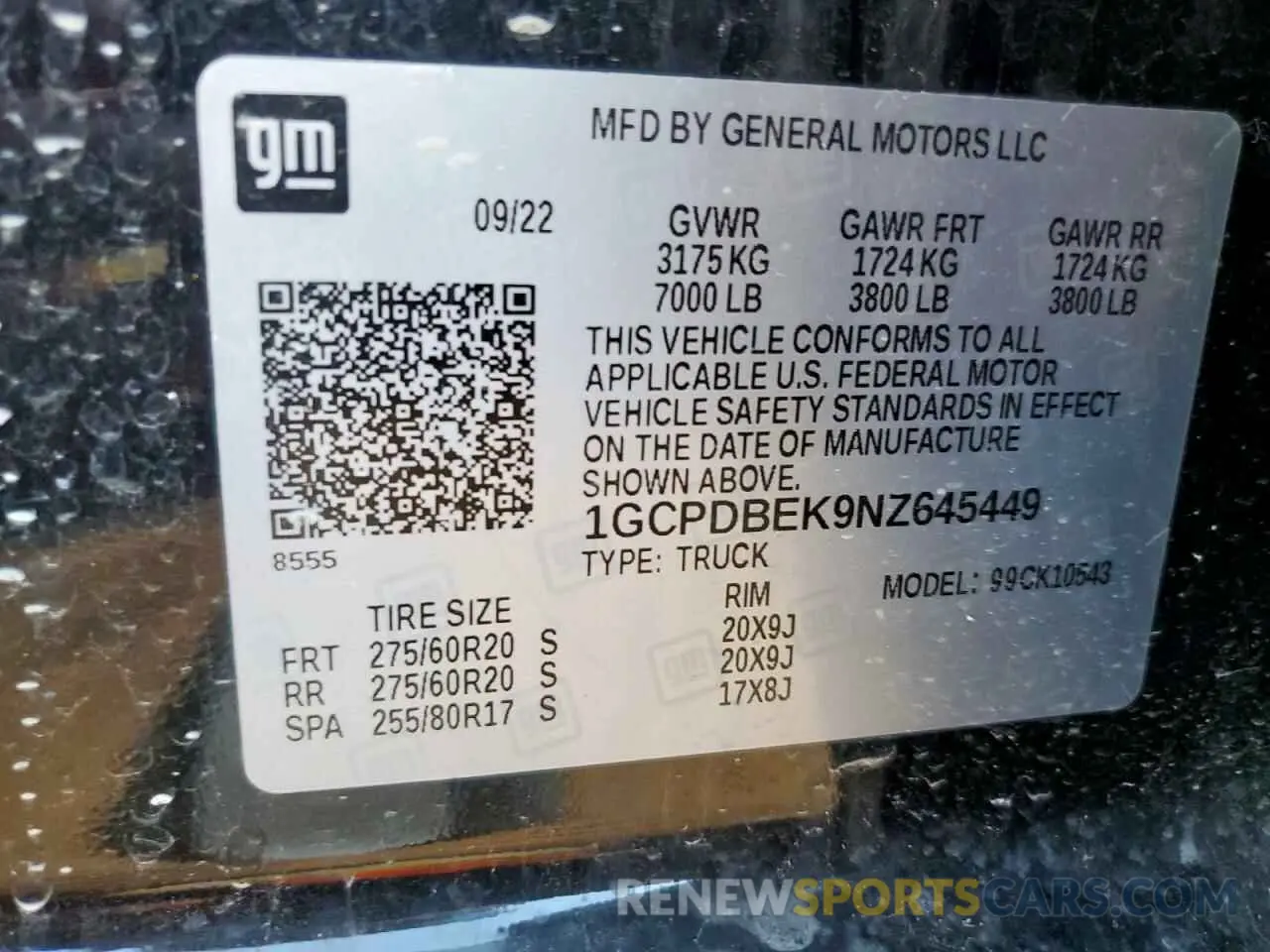 12 Photograph of a damaged car 1GCPDBEK9NZ645449 CHEVROLET ALL Models 2022