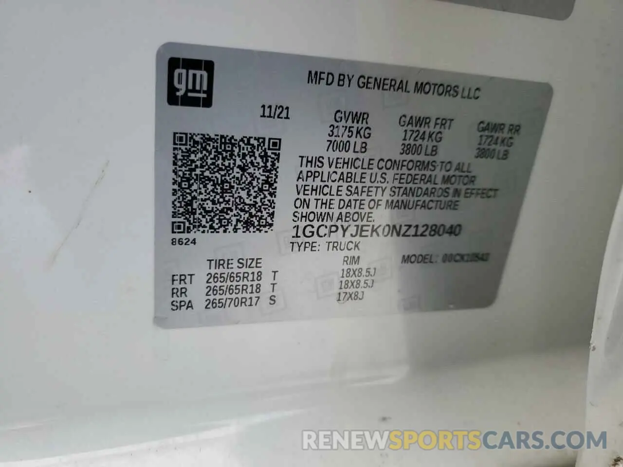 13 Photograph of a damaged car 1GCPYJEK0NZ128040 CHEVROLET ALL Models 2022