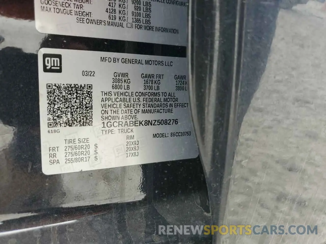 12 Photograph of a damaged car 1GCRABEK8NZ508276 CHEVROLET ALL Models 2022