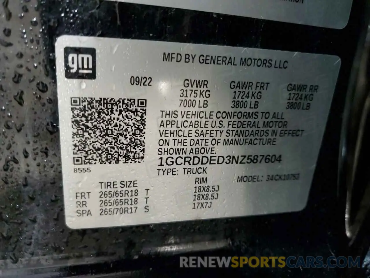 12 Photograph of a damaged car 1GCRDDED3NZ587604 CHEVROLET ALL Models 2022