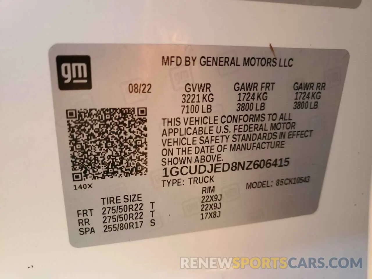 13 Photograph of a damaged car 1GCUDJED8NZ606415 CHEVROLET ALL Models 2022