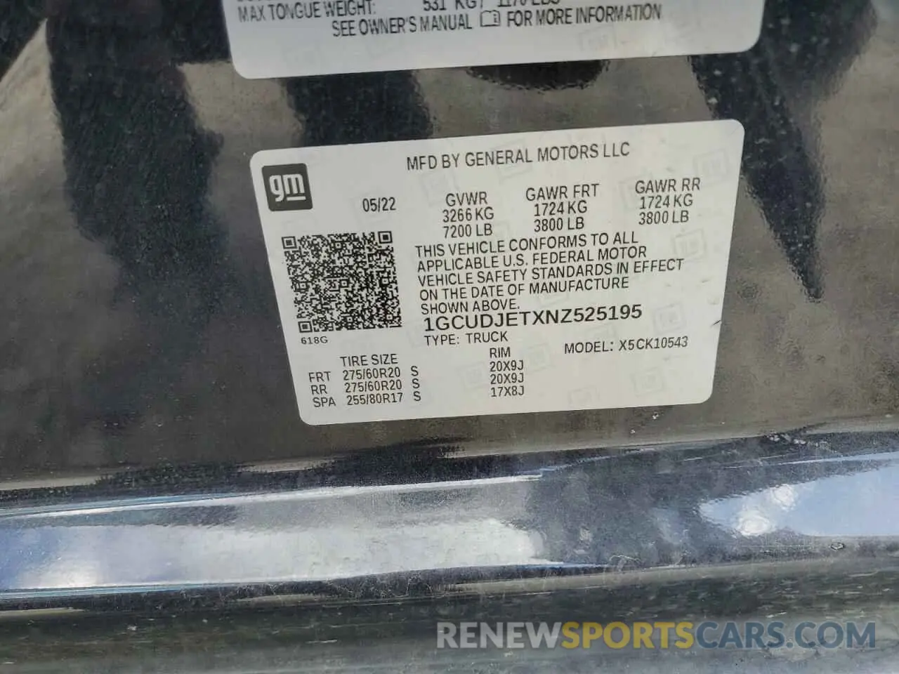 12 Photograph of a damaged car 1GCUDJETXNZ525195 CHEVROLET ALL Models 2022