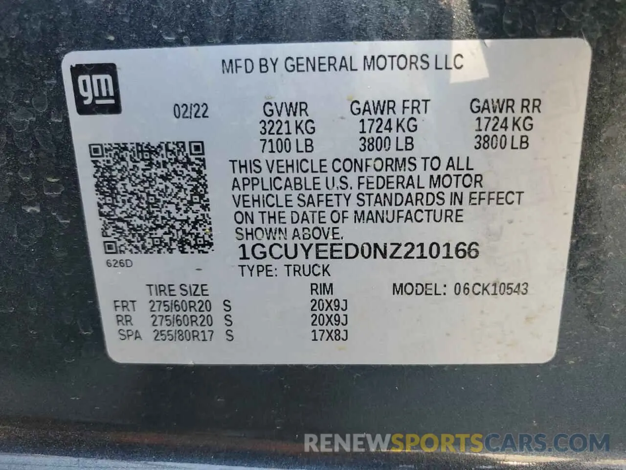 14 Photograph of a damaged car 1GCUYEED0NZ210166 CHEVROLET ALL Models 2022