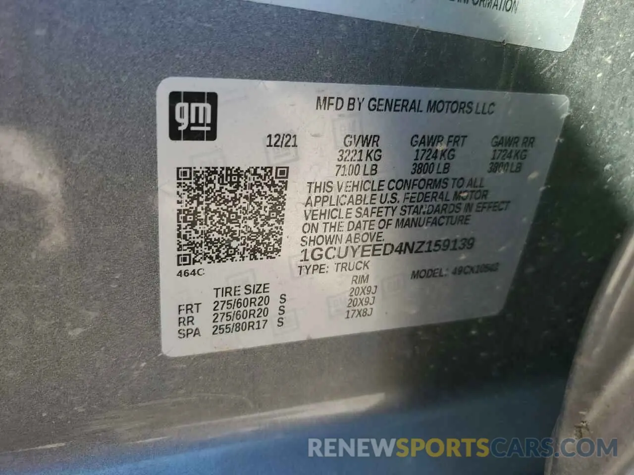 13 Photograph of a damaged car 1GCUYEED4NZ159139 CHEVROLET ALL Models 2022