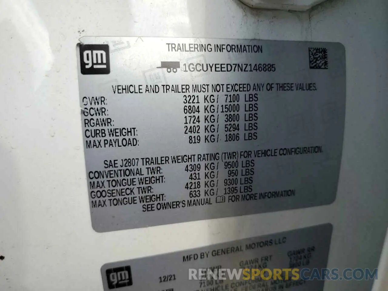 14 Photograph of a damaged car 1GCUYEED7NZ146885 CHEVROLET ALL Models 2022