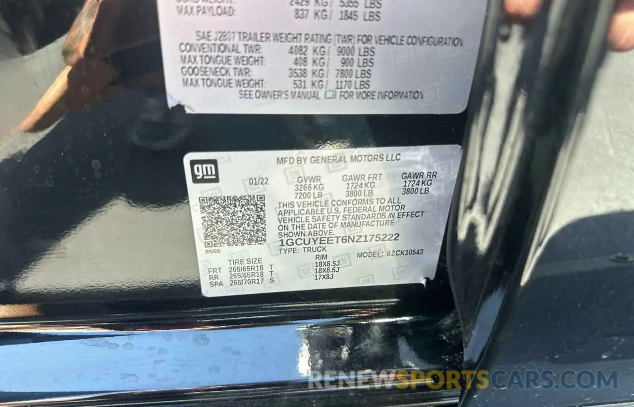 10 Photograph of a damaged car 1GCUYEET6NZ175222 CHEVROLET ALL Models 2022