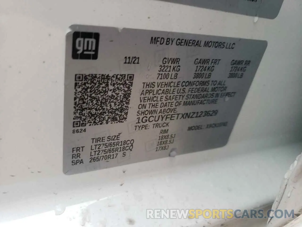 13 Photograph of a damaged car 1GCUYFETXNZ123629 CHEVROLET ALL Models 2022