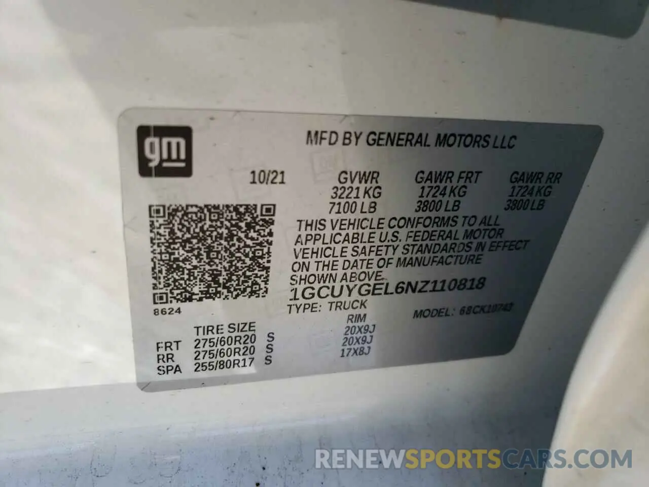 12 Photograph of a damaged car 1GCUYGEL6NZ110818 CHEVROLET ALL Models 2022