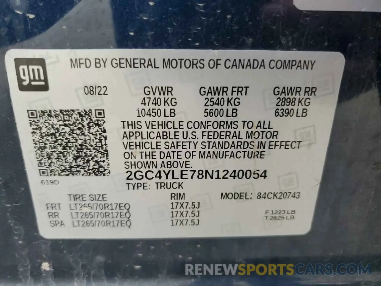 12 Photograph of a damaged car 2GC4YLE78N1240054 CHEVROLET ALL Models 2022