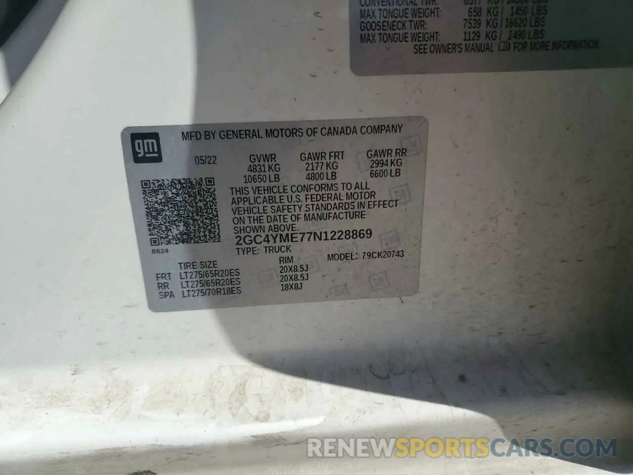 14 Photograph of a damaged car 2GC4YME77N1228869 CHEVROLET ALL Models 2022