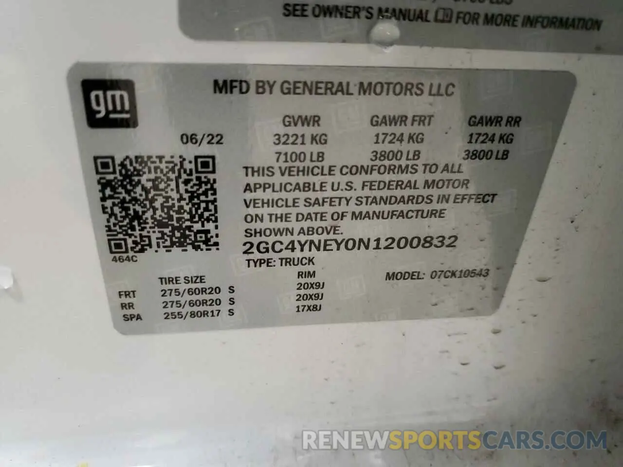 12 Photograph of a damaged car 2GC4YNEY0N1200832 CHEVROLET ALL Models 2022