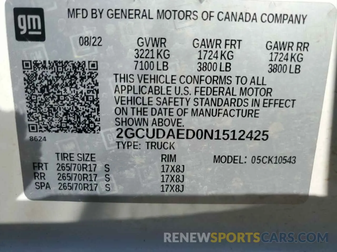 13 Photograph of a damaged car 2GCUDAED0N1512425 CHEVROLET ALL Models 2022