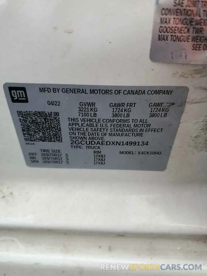 14 Photograph of a damaged car 2GCUDAEDXN1499134 CHEVROLET ALL Models 2022