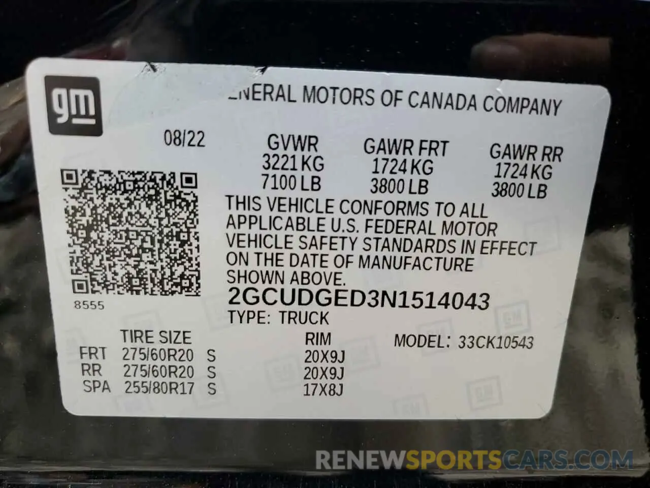 12 Photograph of a damaged car 2GCUDGED3N1514043 CHEVROLET ALL Models 2022