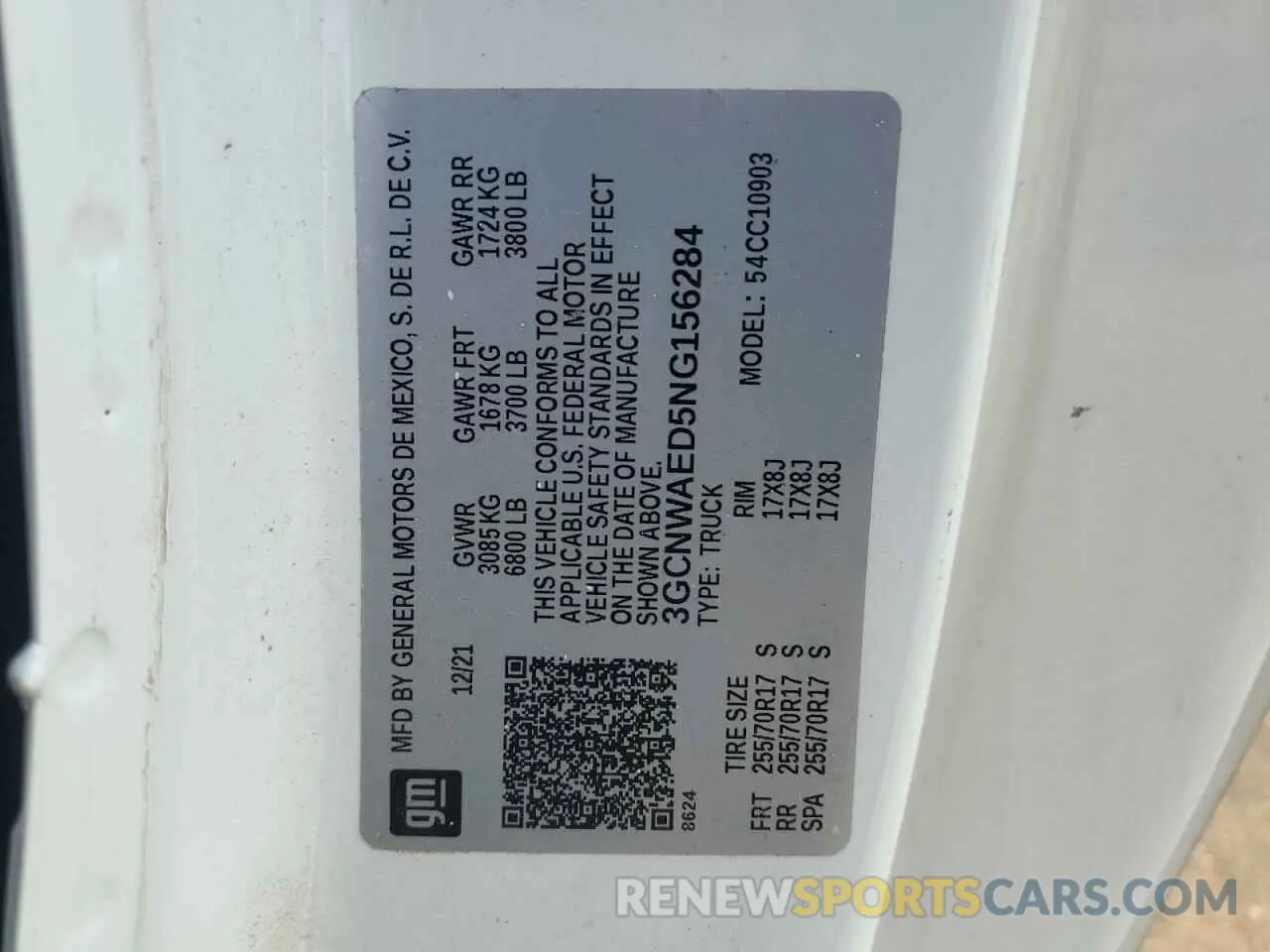12 Photograph of a damaged car 3GCNWAED5NG156284 CHEVROLET ALL Models 2022