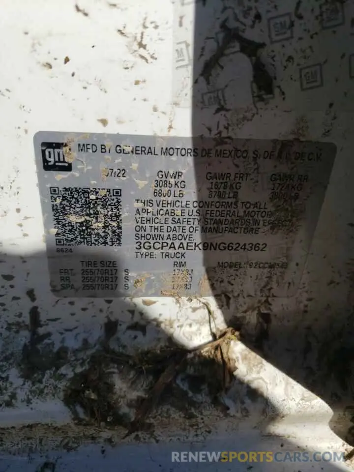 13 Photograph of a damaged car 3GCPAAEK9NG624362 CHEVROLET ALL Models 2022