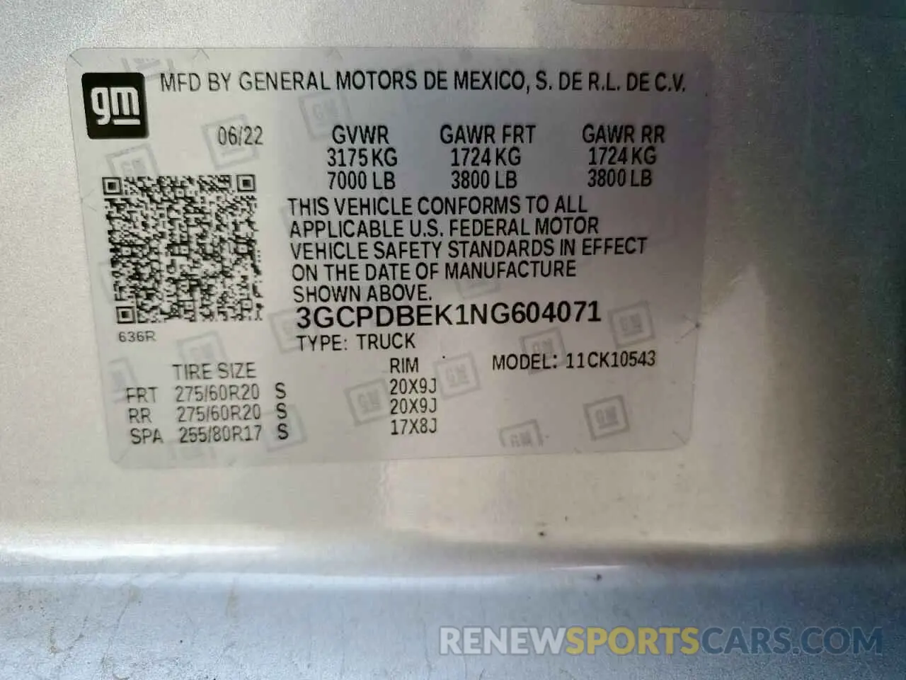 12 Photograph of a damaged car 3GCPDBEK1NG604071 CHEVROLET ALL Models 2022