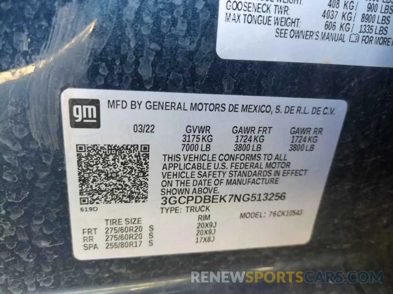 12 Photograph of a damaged car 3GCPDBEK7NG513256 CHEVROLET ALL Models 2022