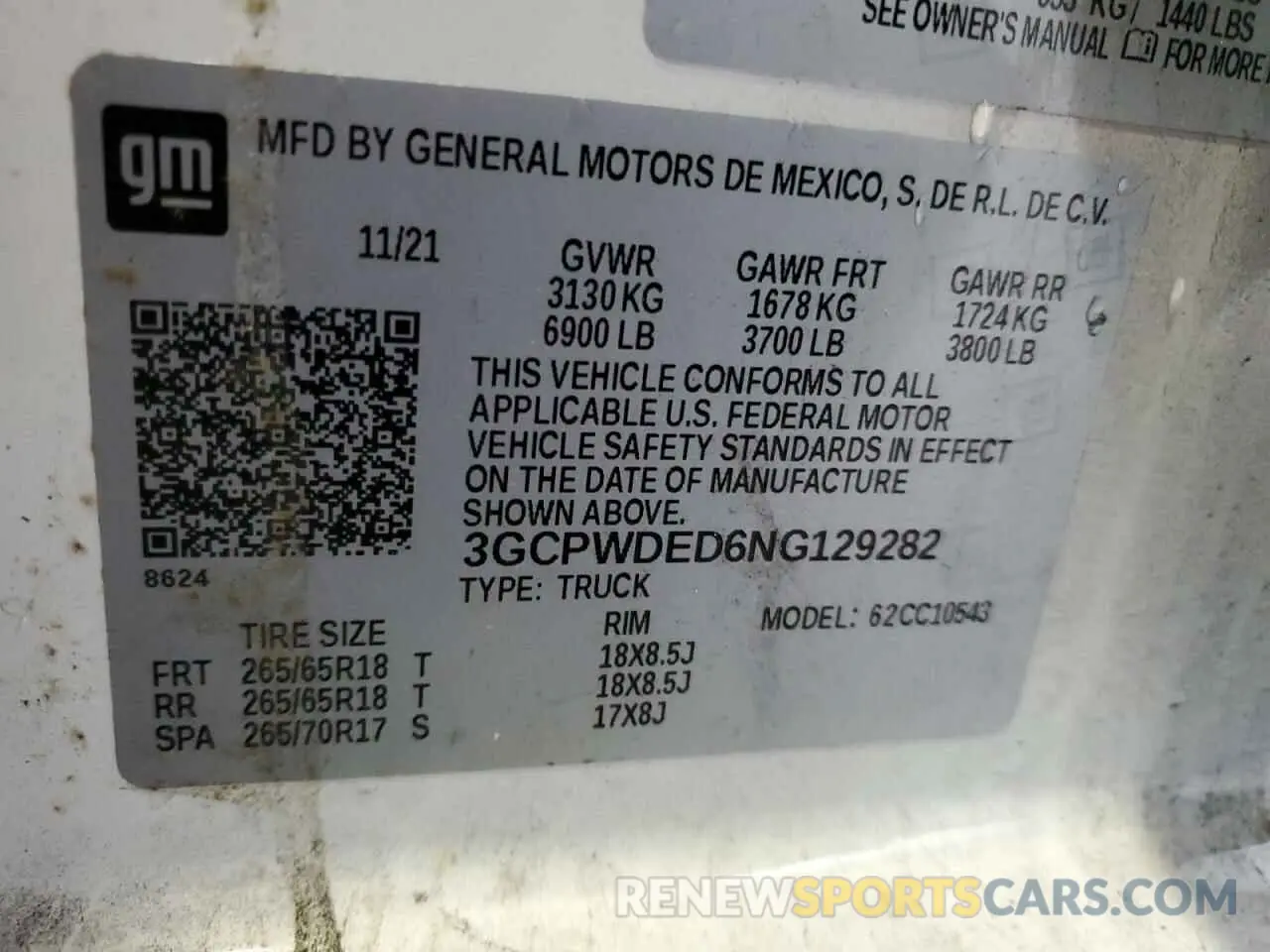12 Photograph of a damaged car 3GCPWDED6NG129282 CHEVROLET ALL Models 2022