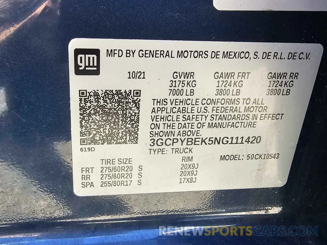 10 Photograph of a damaged car 3GCPYBEK5NG111420 CHEVROLET ALL Models 2022