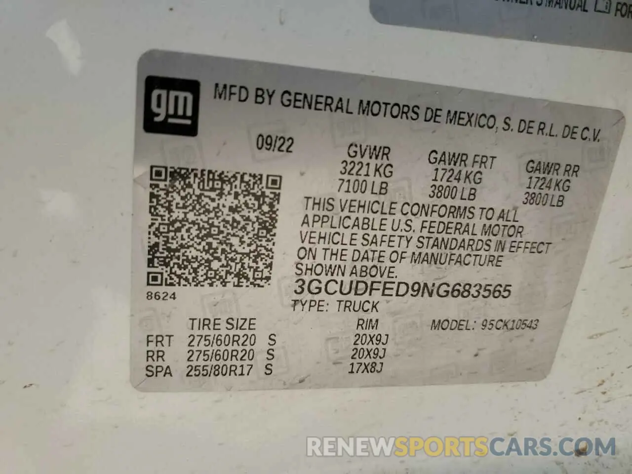 13 Photograph of a damaged car 3GCUDFED9NG683565 CHEVROLET ALL Models 2022