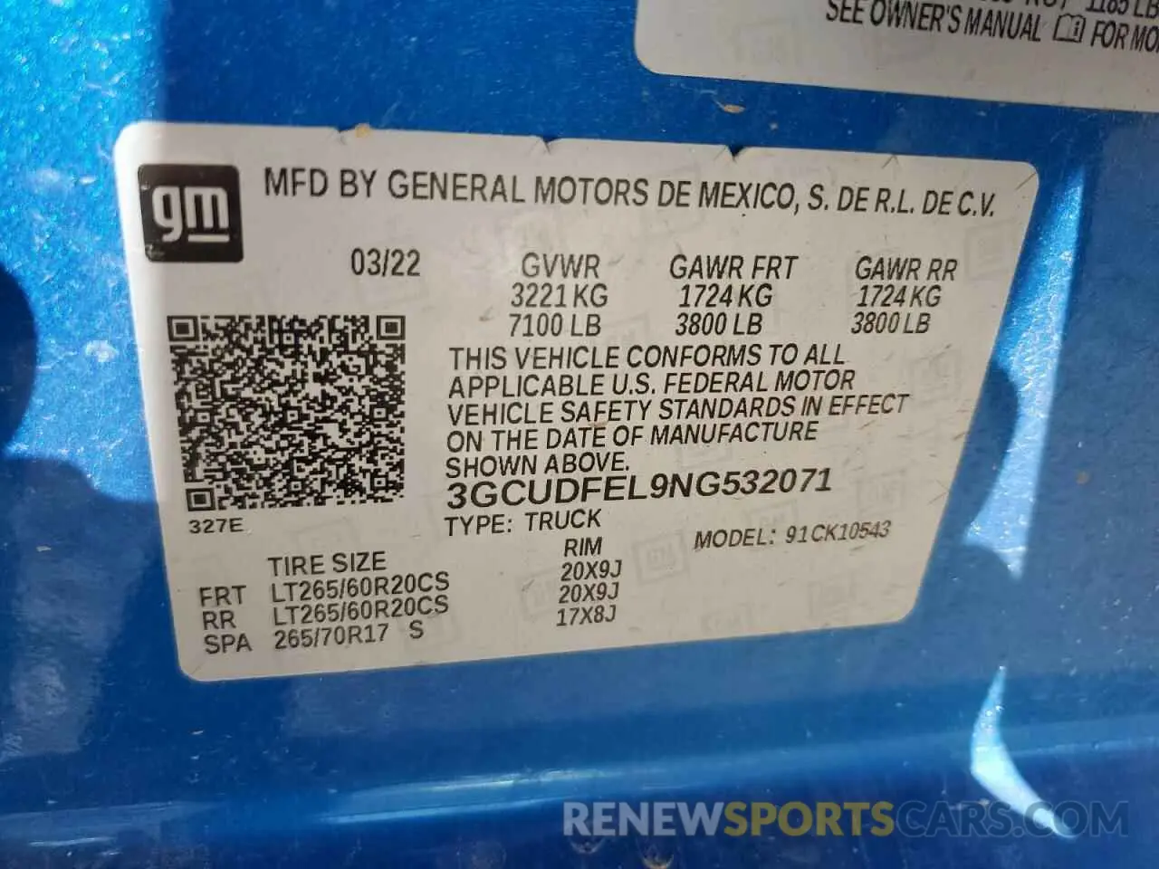 12 Photograph of a damaged car 3GCUDFEL9NG532071 CHEVROLET ALL Models 2022