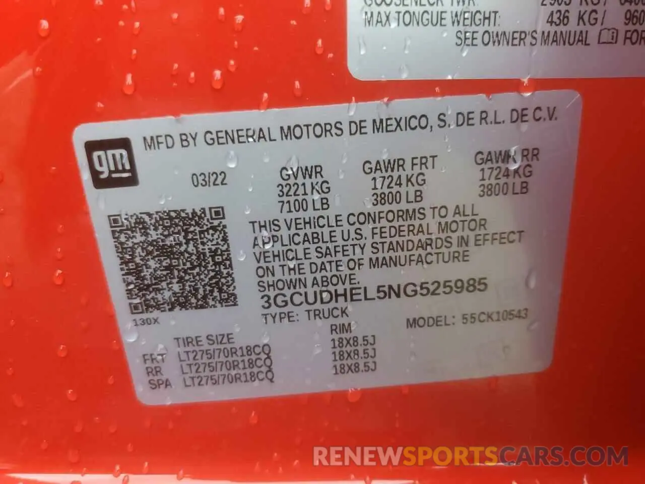 15 Photograph of a damaged car 3GCUDHEL5NG525985 CHEVROLET ALL Models 2022