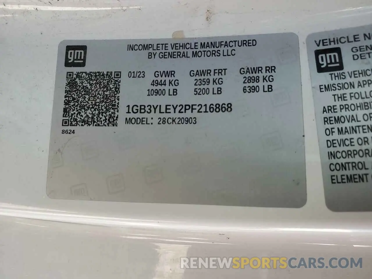 12 Photograph of a damaged car 1GB3YLEY2PF216868 CHEVROLET ALL Models 2023