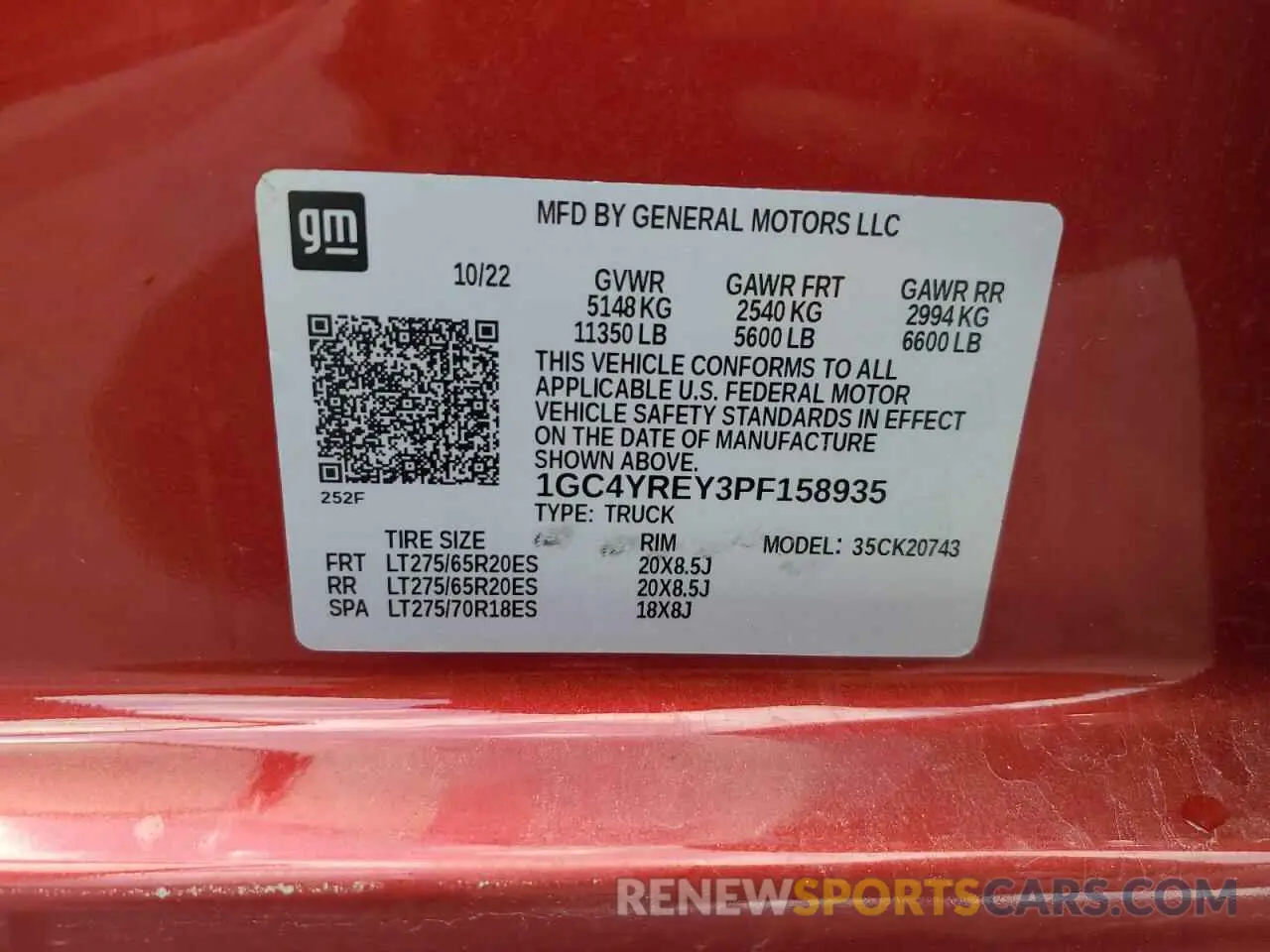 12 Photograph of a damaged car 1GC4YREY3PF158935 CHEVROLET ALL Models 2023