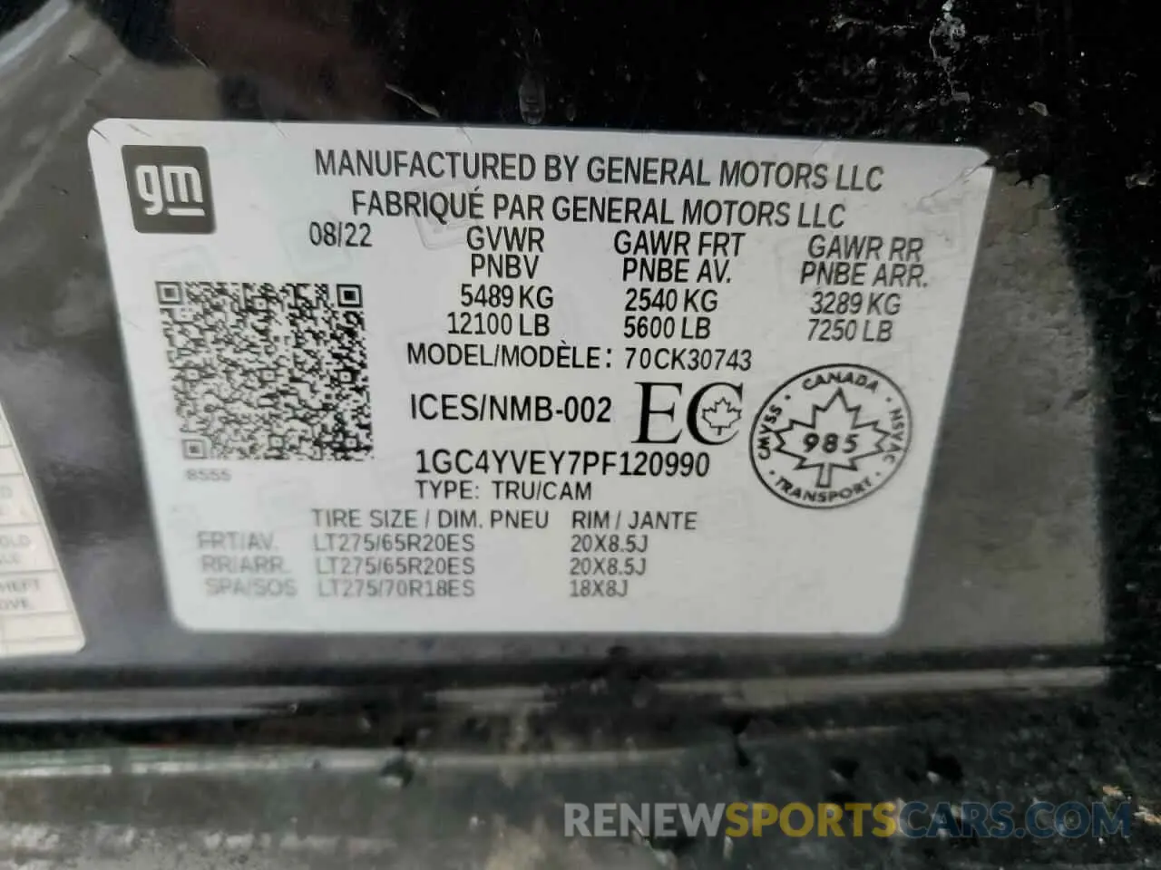 12 Photograph of a damaged car 1GC4YVEY7PF120990 CHEVROLET ALL Models 2023