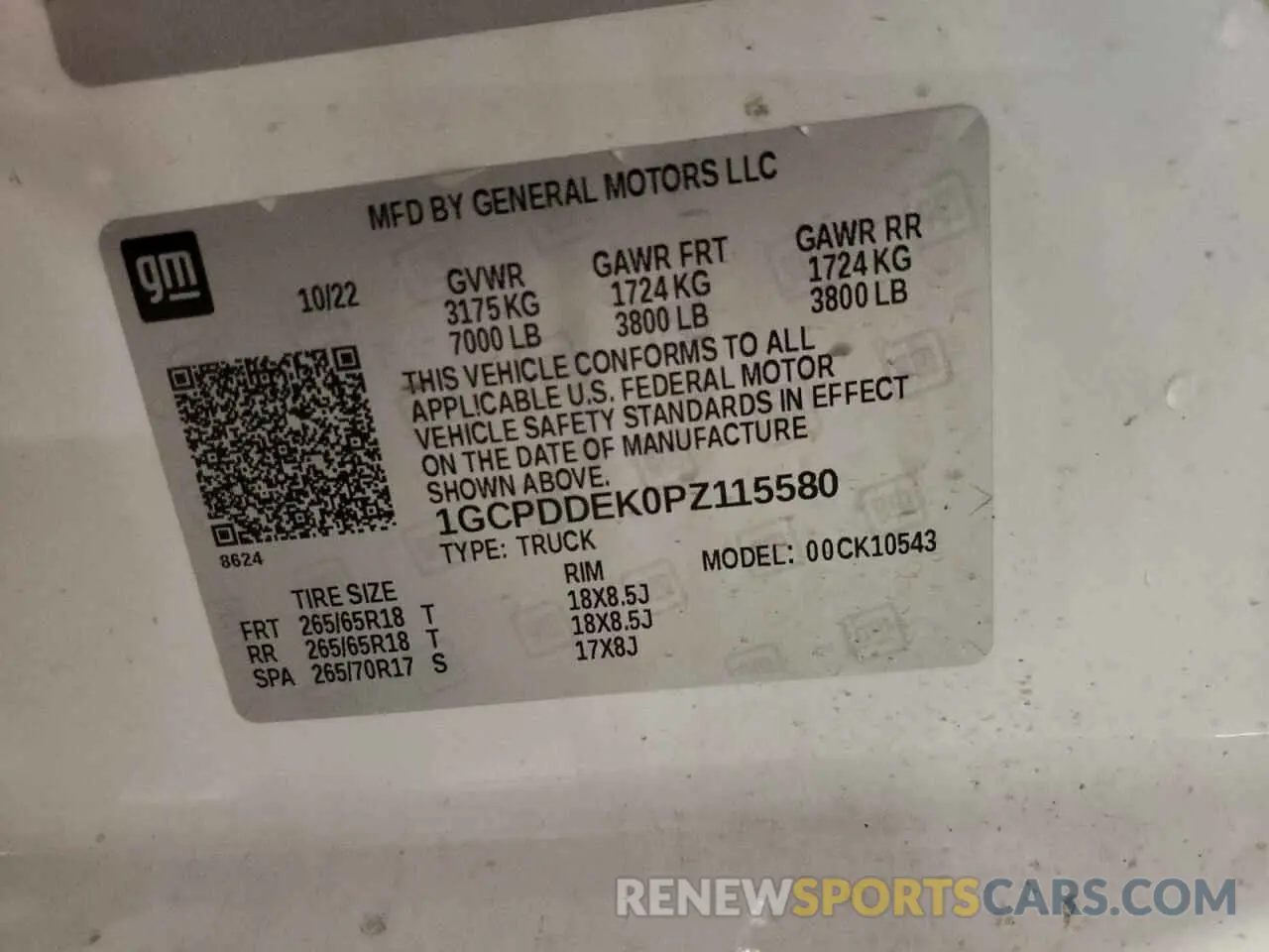 13 Photograph of a damaged car 1GCPDDEK0PZ115580 CHEVROLET All Models 2023