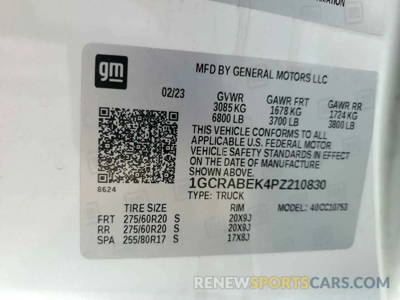 14 Photograph of a damaged car 1GCRABEK4PZ210830 CHEVROLET ALL Models 2023
