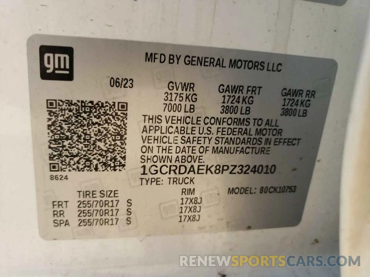 13 Photograph of a damaged car 1GCRDAEK8PZ324010 CHEVROLET ALL Models 2023