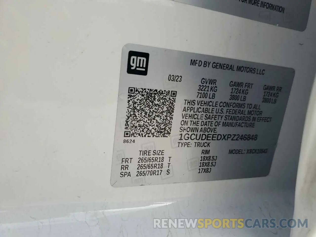 12 Photograph of a damaged car 1GCUDEEDXPZ246848 CHEVROLET ALL Models 2023