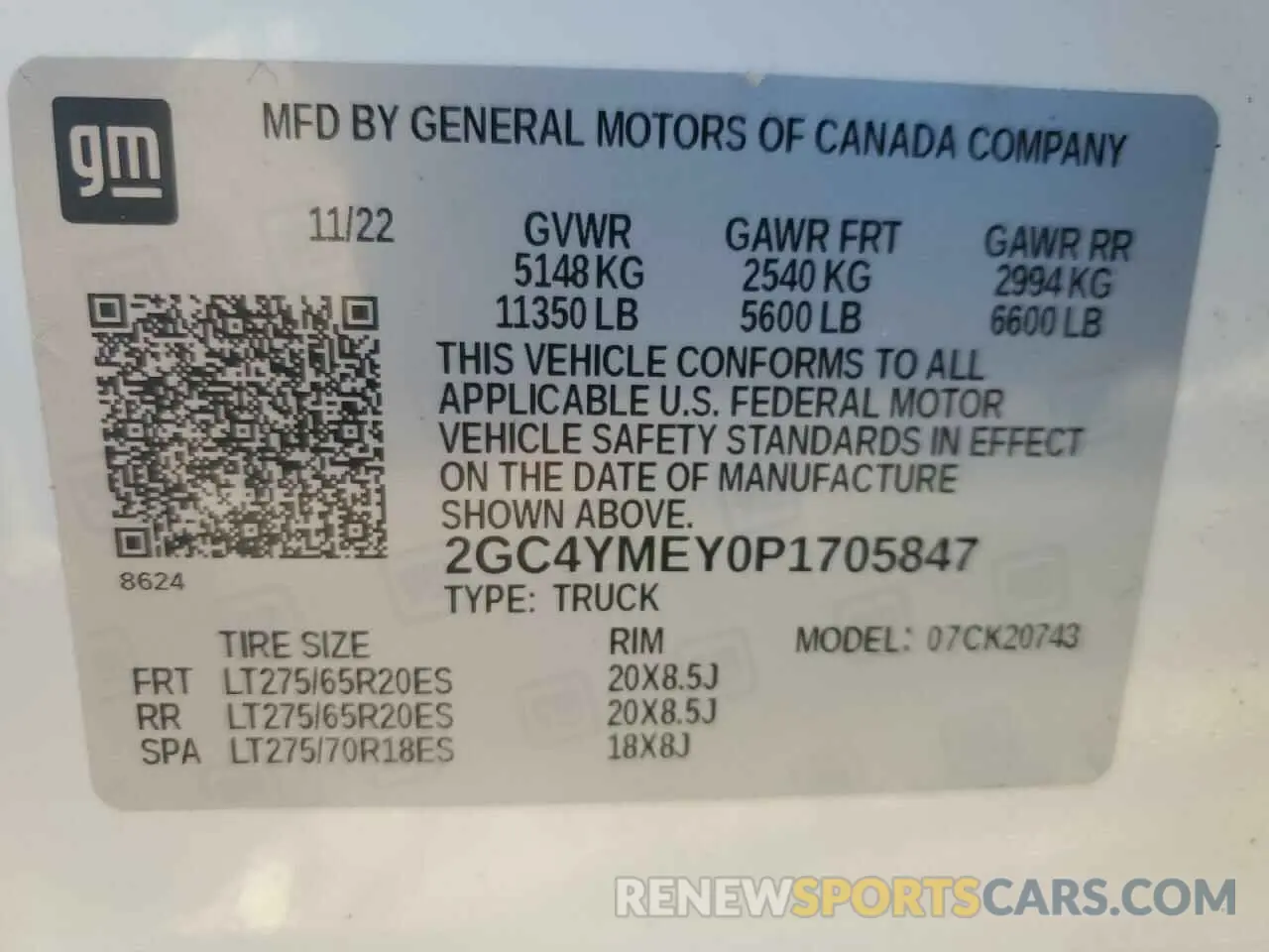 12 Photograph of a damaged car 2GC4YMEY0P1705847 CHEVROLET ALL Models 2023