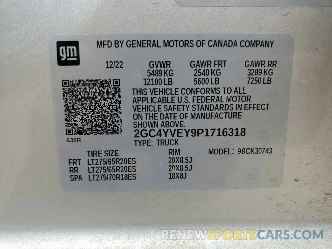 13 Photograph of a damaged car 2GC4YVEY9P1716318 CHEVROLET ALL Models 2023