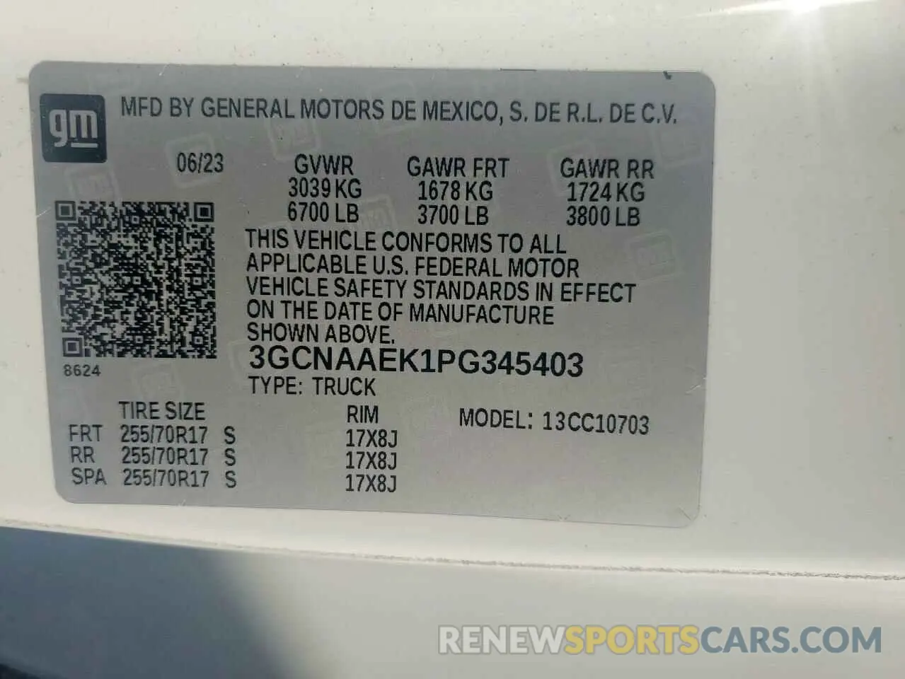 13 Photograph of a damaged car 3GCNAAEK1PG345403 CHEVROLET ALL Models 2023