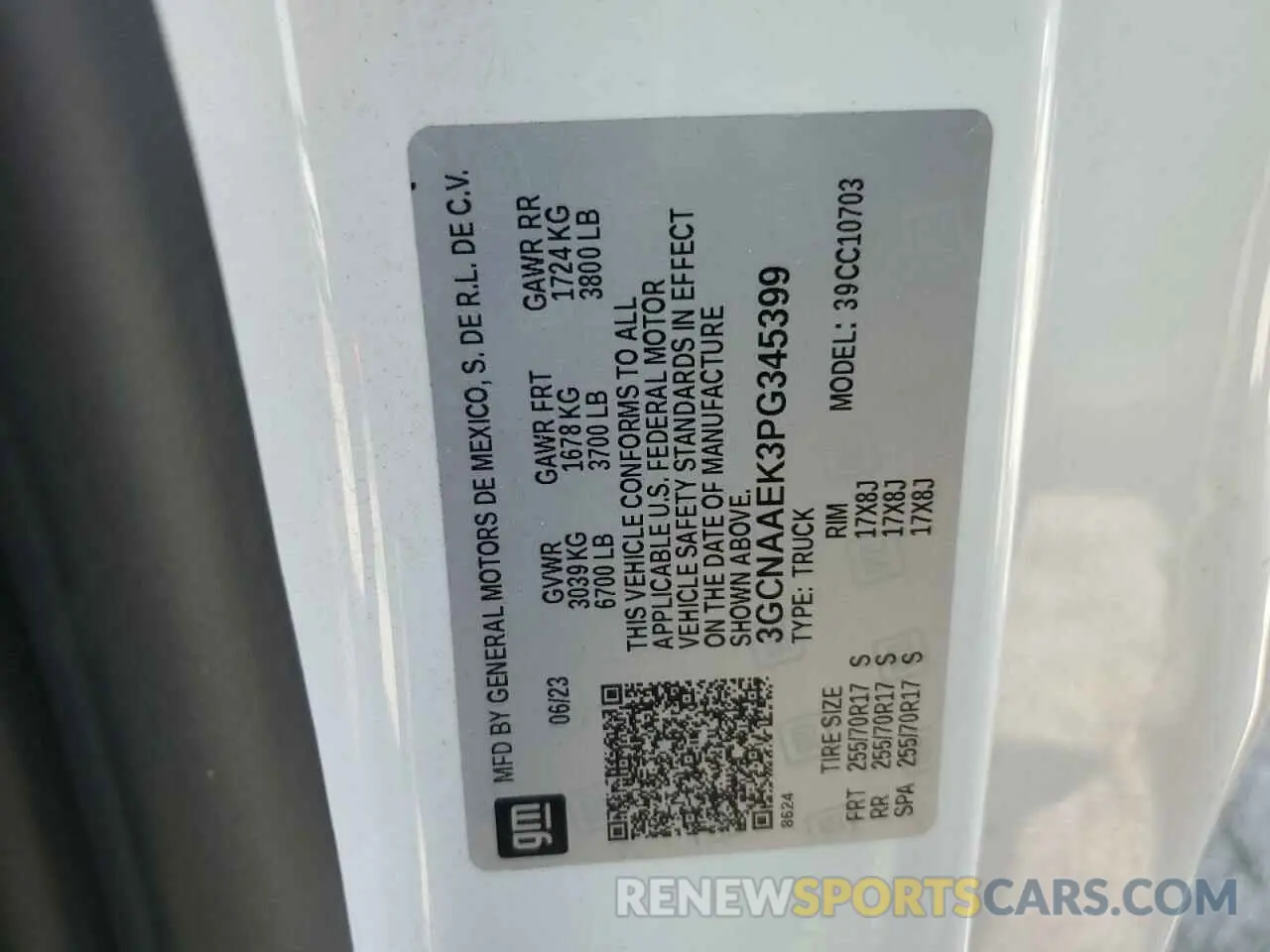 13 Photograph of a damaged car 3GCNAAEK3PG345399 CHEVROLET ALL Models 2023