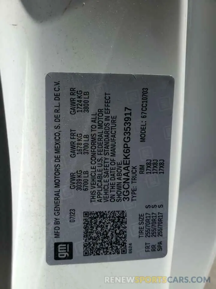 13 Photograph of a damaged car 3GCNAAEK6PG353917 CHEVROLET ALL Models 2023