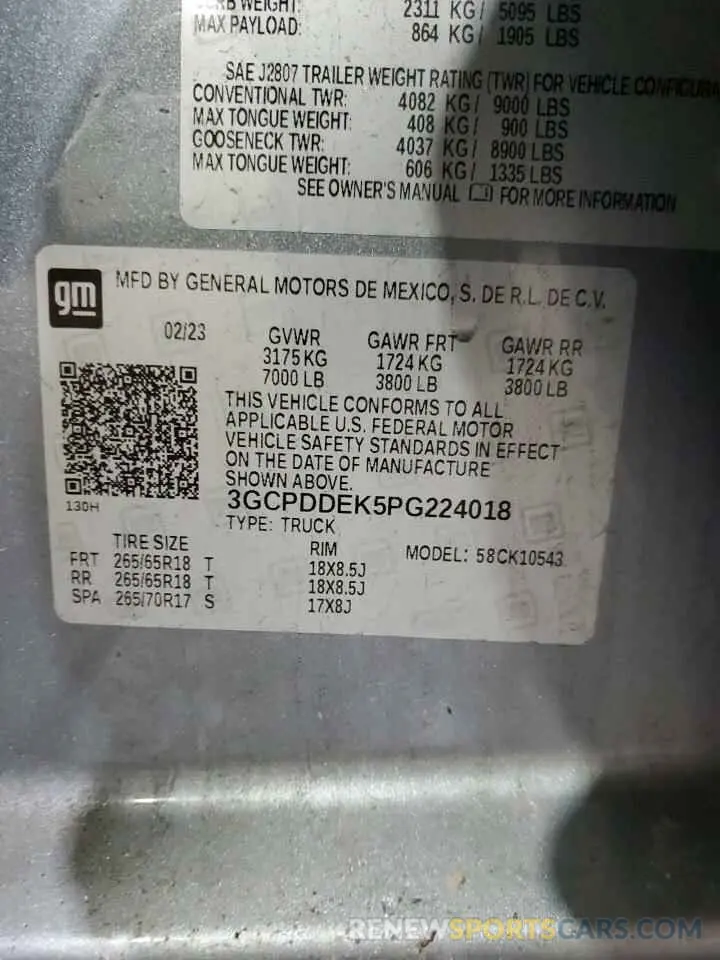 12 Photograph of a damaged car 3GCPDDEK5PG224018 CHEVROLET ALL Models 2023