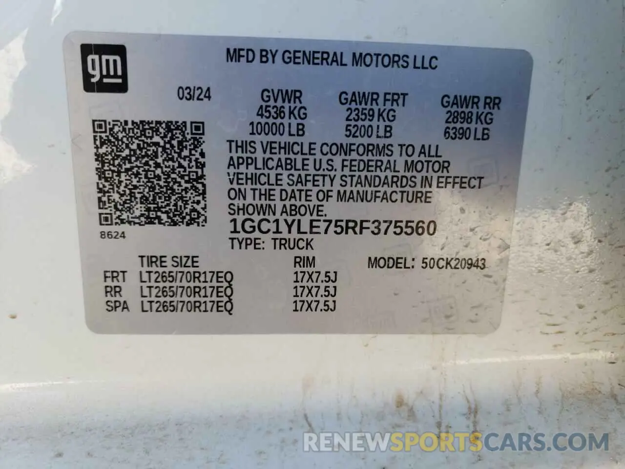 13 Photograph of a damaged car 1GC1YLE75RF375560 CHEVROLET ALL Models 2024