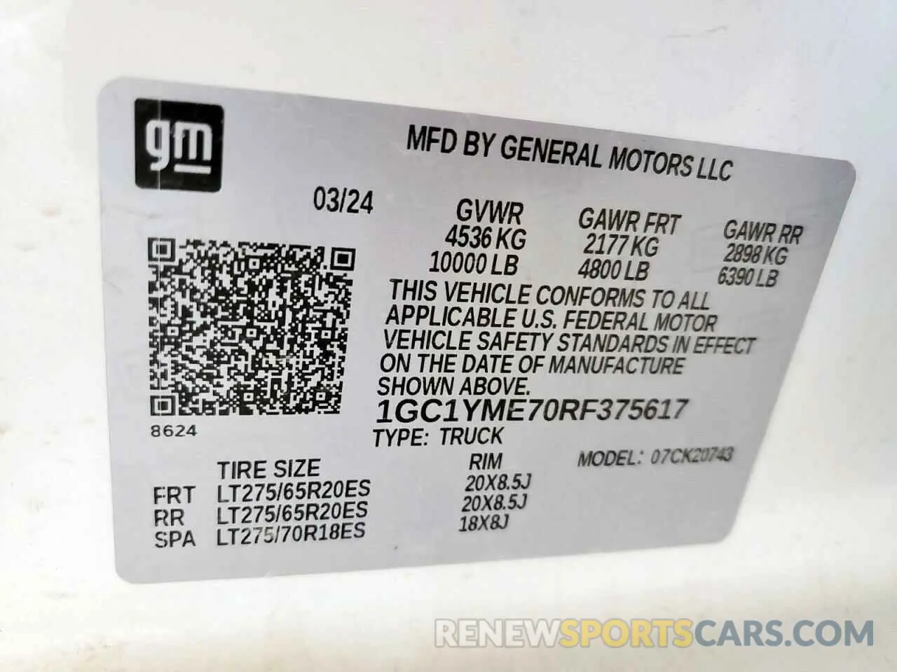 13 Photograph of a damaged car 1GC1YME70RF375617 CHEVROLET ALL Models 2024