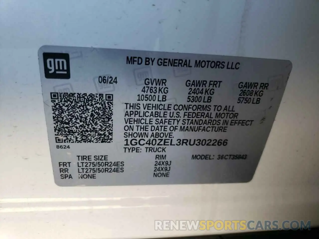 12 Photograph of a damaged car 1GC40ZEL3RU302266 CHEVROLET ALL Models 2024