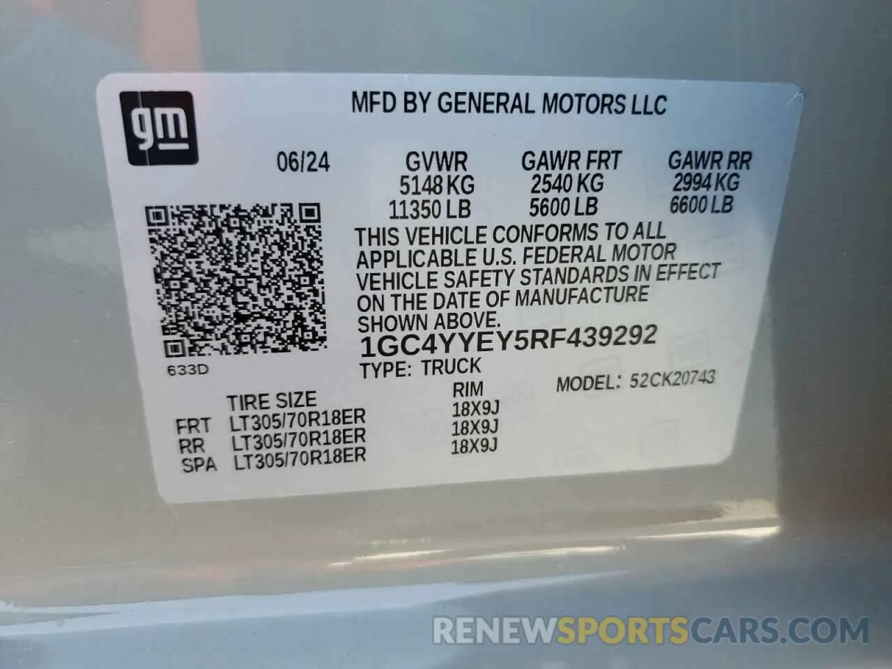 13 Photograph of a damaged car 1GC4YYEY5RF439292 CHEVROLET ALL Models 2024
